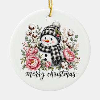 Adorno De Cerámica Muñeco de nieve adorable Feliz Navidad