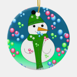 Adorno De Cerámica Muñeco de Nieve con Burbujas Flotantes