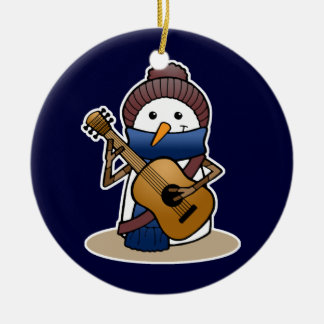 Adorno De Cerámica Muñeco de nieve con la guitarra