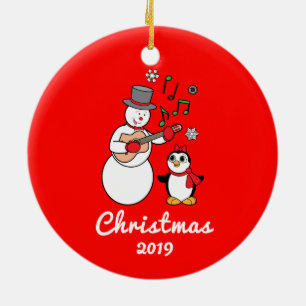 Adorno De Cerámica Muñeco de nieve con personalizable del año de la