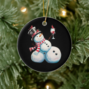 Adorno De Cerámica Muñeco de nieve con vino Navidad regalo divertido 