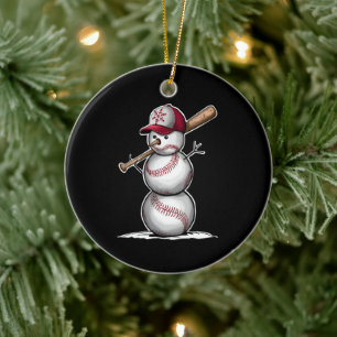 Adorno De Cerámica Muñeco de nieve de béisbol Bolas Nieve Navidad Reg