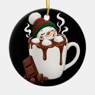 Adorno De Cerámica Muñeco de nieve de chocolate caliente de Navidad l