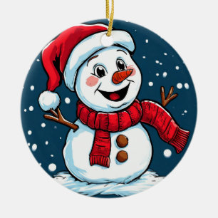 Adorno De Cerámica Muñeco de nieve de dibujos animados festivo con so
