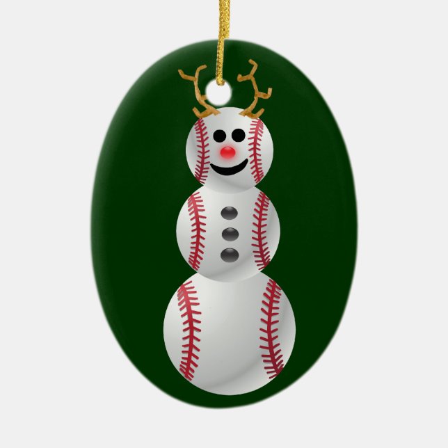 Adorno De Cerámica Muñeco de nieve del béisbol (Frente)