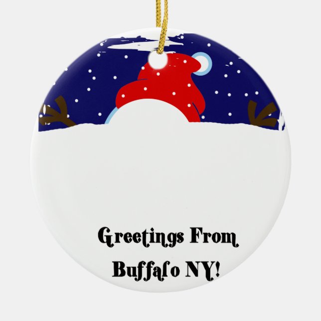 Adorno De Cerámica Muñeco de nieve del búfalo NY (Frente)