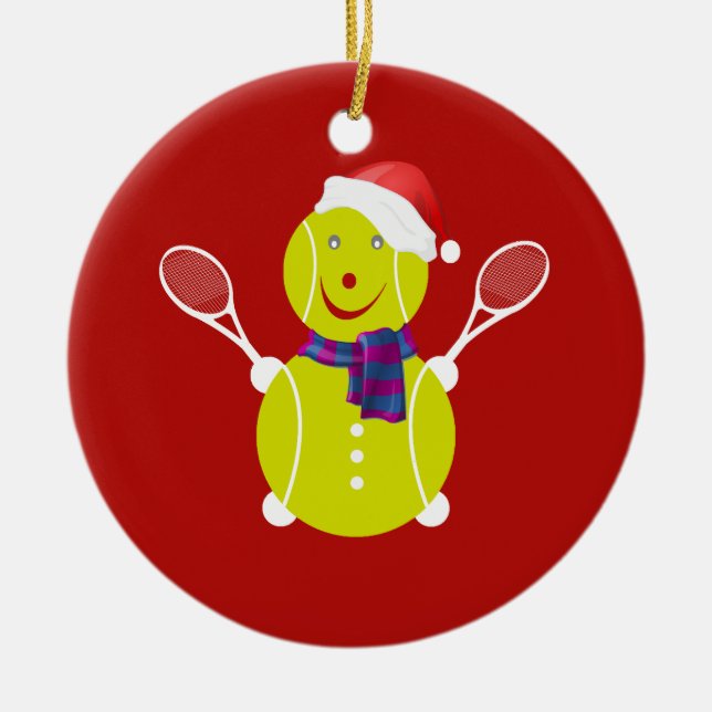 Adorno De Cerámica Muñeco de nieve del tenis (Frente)
