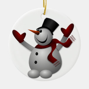 Adorno De Cerámica Muñeco de nieve feliz