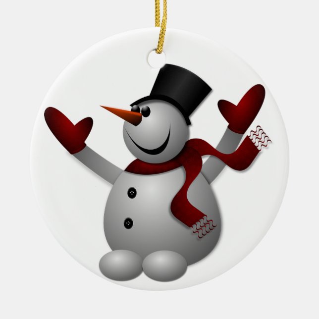 Adorno De Cerámica Muñeco de nieve feliz (Frente)