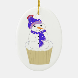 Adorno De Cerámica Muñeco de nieve Frosty con accesorios azules