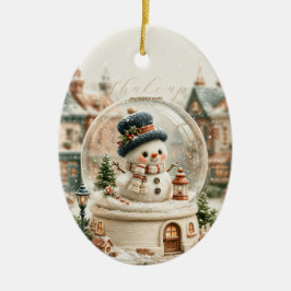 Adorno De Cerámica Muñeco de nieve globo de nieve lindo