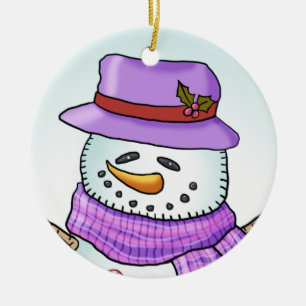 Adorno De Cerámica Muñeco de Nieve Helado 