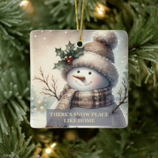 Adorno De Cerámica Muñeco de Nieve Navideño Personalizado Acogedor