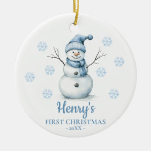 Adorno De Cerámica Muñeco de nieve Personalizado Primera Navidad del 