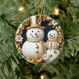 Adorno De Cerámica Muñeco de nieve primer año casado Efecto 3D NO 3d