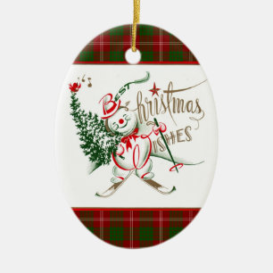 Adorno De Cerámica Muñeco de nieve retro