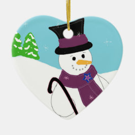 Adorno De Cerámica Muñeco de nieve sonriente