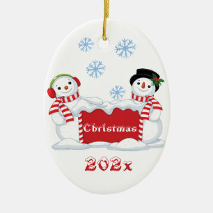 Adorno De Cerámica Muñecos de Nieve de Navidad Árbol