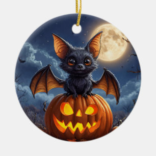 Adorno De Cerámica Murciélago de dibujos animados adorable posado en 