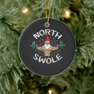 Adorno De Cerámica Músculo divertido del norte Swan Santa Navidades F