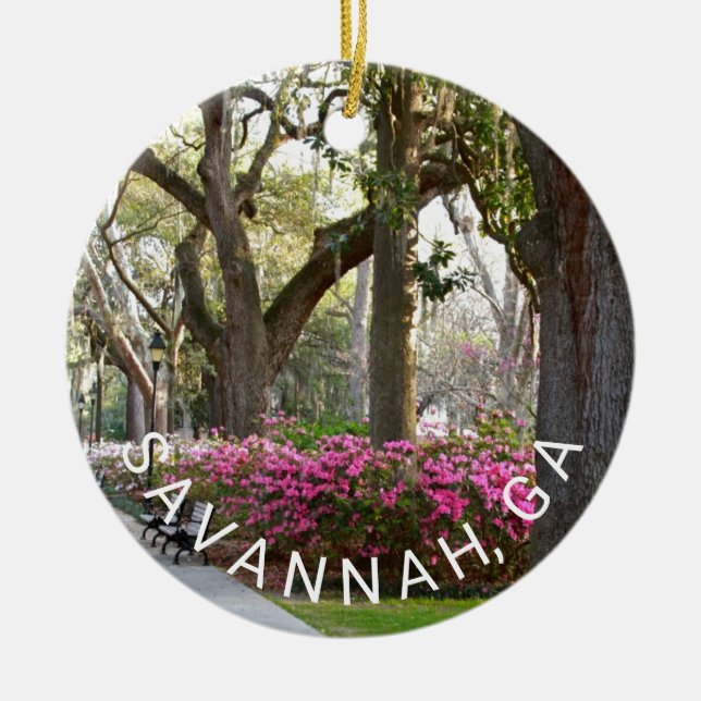 Adorno De Cerámica Musgo de los robles vivos de las azaleas del (Frente)