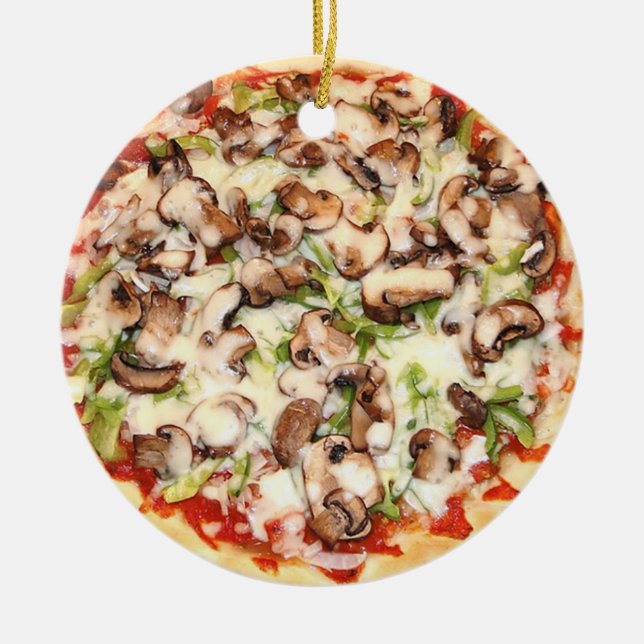 Adorno De Cerámica Mushroom Pizza Funny Gag Food Navidades (Frente)