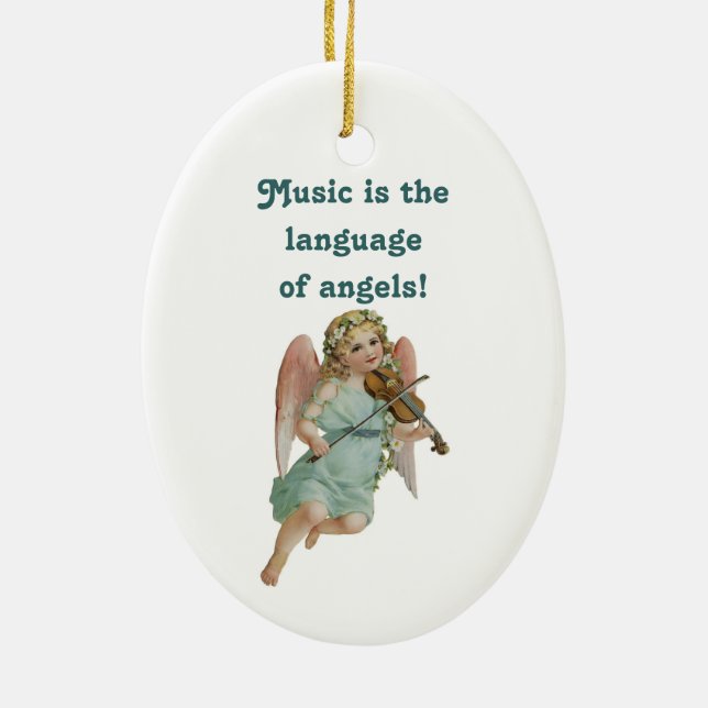 Adorno De Cerámica Music Angel Ornament With Poem (Atrás)