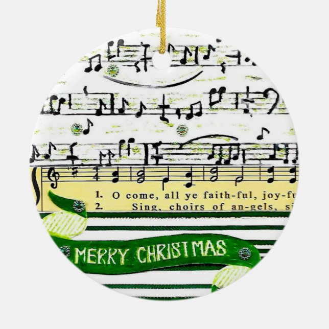 Adorno De Cerámica Music Notes Christmas Tree Ornament (Atrás)