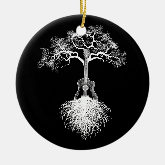Adorno De Cerámica Música de árbol natural del guitarrista acústico (Frente)