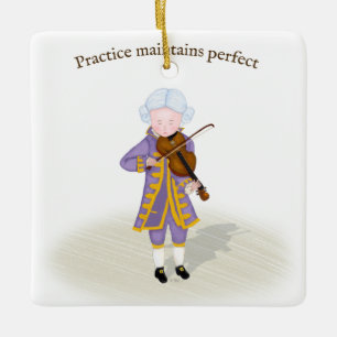 Adorno De Cerámica Música de Mozart Violin "Practique Keep Perfect"