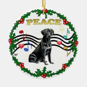 Adorno De Cerámica Música de Navidad 1 - Labrador (negro)