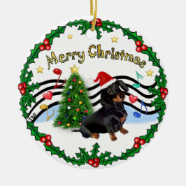 Adorno De Cerámica Música de Navidad 1 - MC - Dachshund (BT)