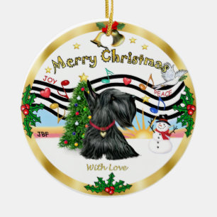 Adorno De Cerámica Música de Navidad 1 - Scottish Terrier