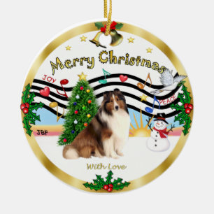 Adorno De Cerámica Música de Navidad 1 - Shetland Sheepdog #7