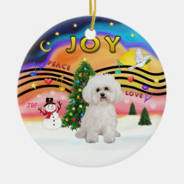 Adorno De Cerámica Música de Navidad 2 - Bichon Frise 2