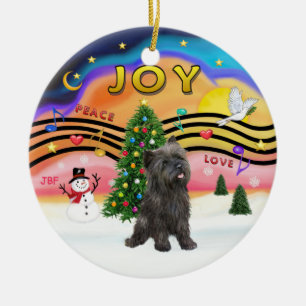 Adorno De Cerámica Música de Navidad 2 - Cairn Terrier (atigrado 21)