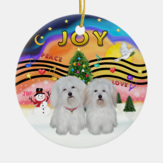 Adorno De Cerámica Música de Navidad 2 - Coton de Tulear (DOS)