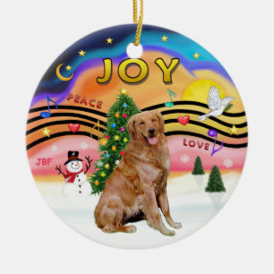 Adorno De Cerámica Música de Navidad 2 - Golden Retriever 3