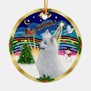 Adorno De Cerámica Música de Navidad 3 - Perro Esquimal Americano #3