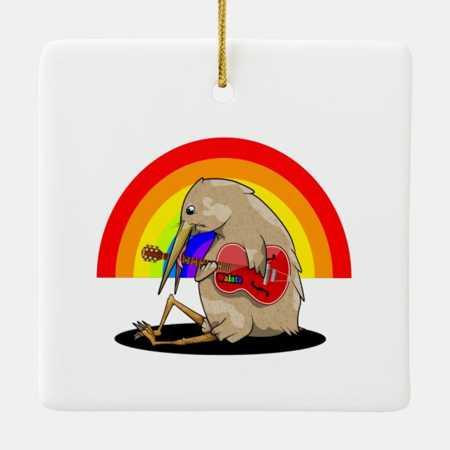 Adorno De Cerámica Música de Nueva Zelanda de Kiwi (Reverso)