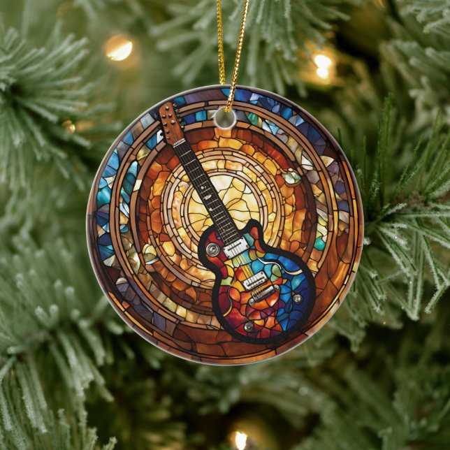 Adorno De Cerámica Música Guiar (Árbol)