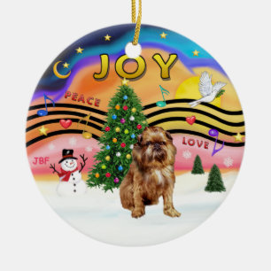 Adorno De Cerámica Música navideña 2 - Griffon de Bruselas (rojo/marr