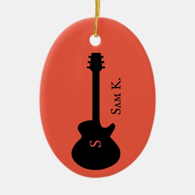 Adorno De Cerámica Música personalizada con tema de guitarra (Frente)