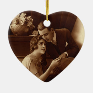 Adorno De Cerámica Música Romántica Vintage, Amantes del Amor y el Ro