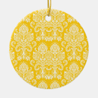 Adorno De Cerámica Mustard Victorian Damask