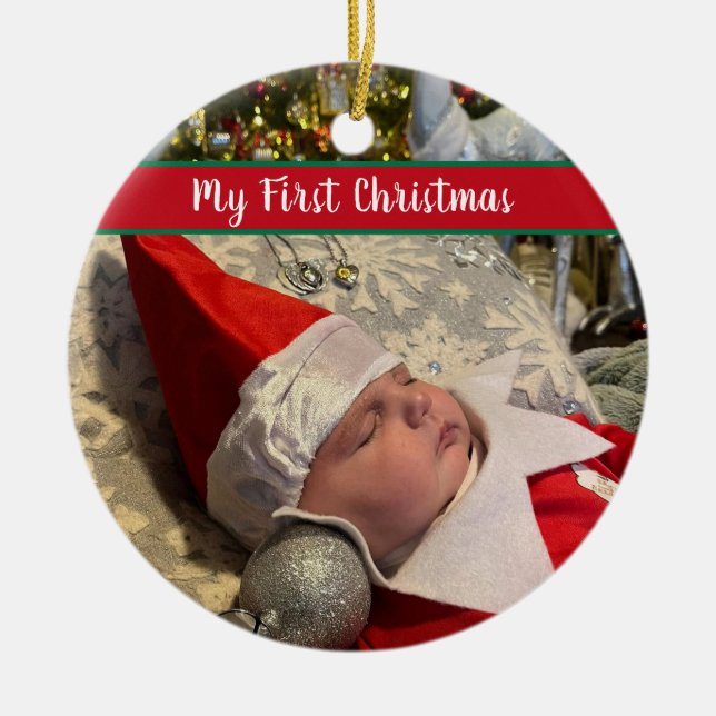Adorno De Cerámica My First Christmas Ceramic Ornament (Frente)