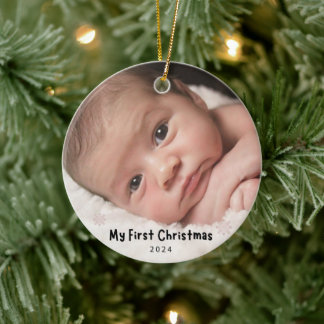 Adorno De Cerámica My First Christmas – Personalized Baby Photo
