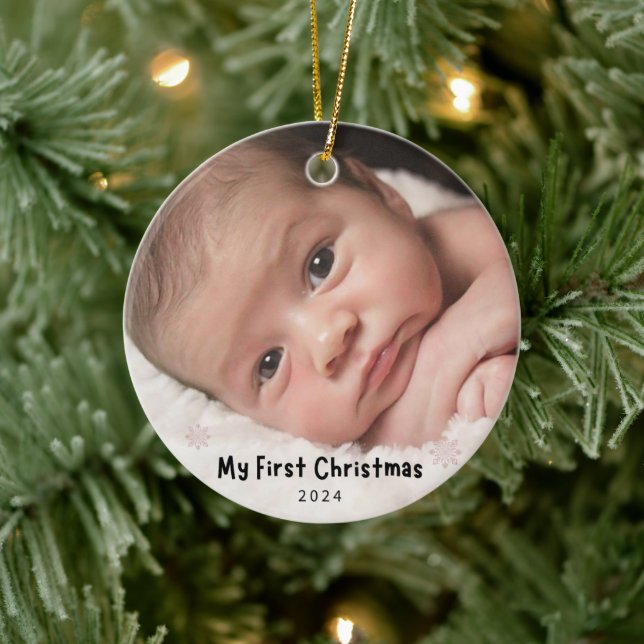 Adorno De Cerámica My First Christmas – Personalized Baby Photo  (Árbol)