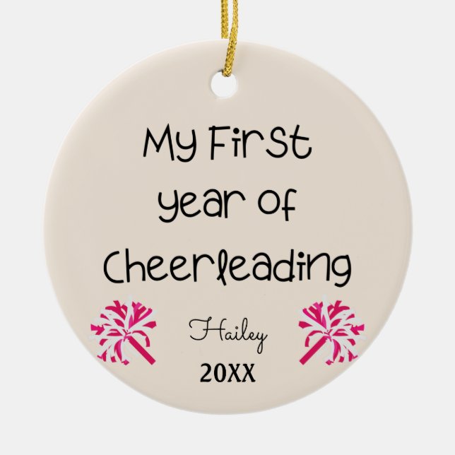Adorno De Cerámica My First Year of Cheerleading Ornament (Frente)
