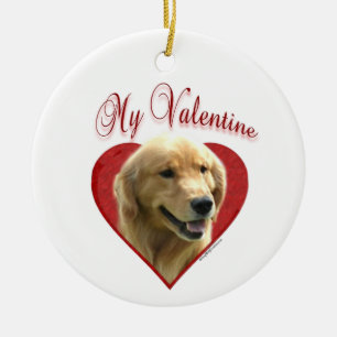 Adorno De Cerámica My Golden Retriever Valentine